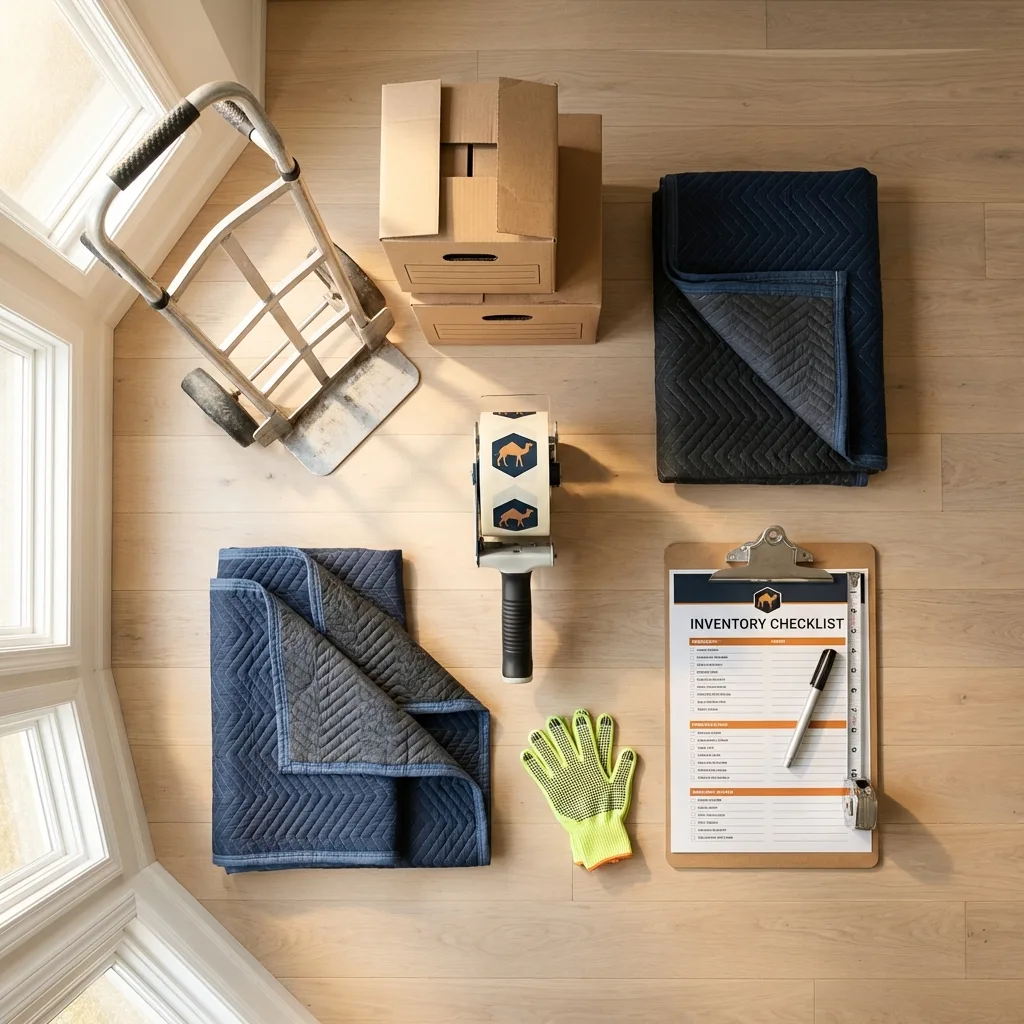 Professional moving supplies and packing materials layout for Milan residential relocations